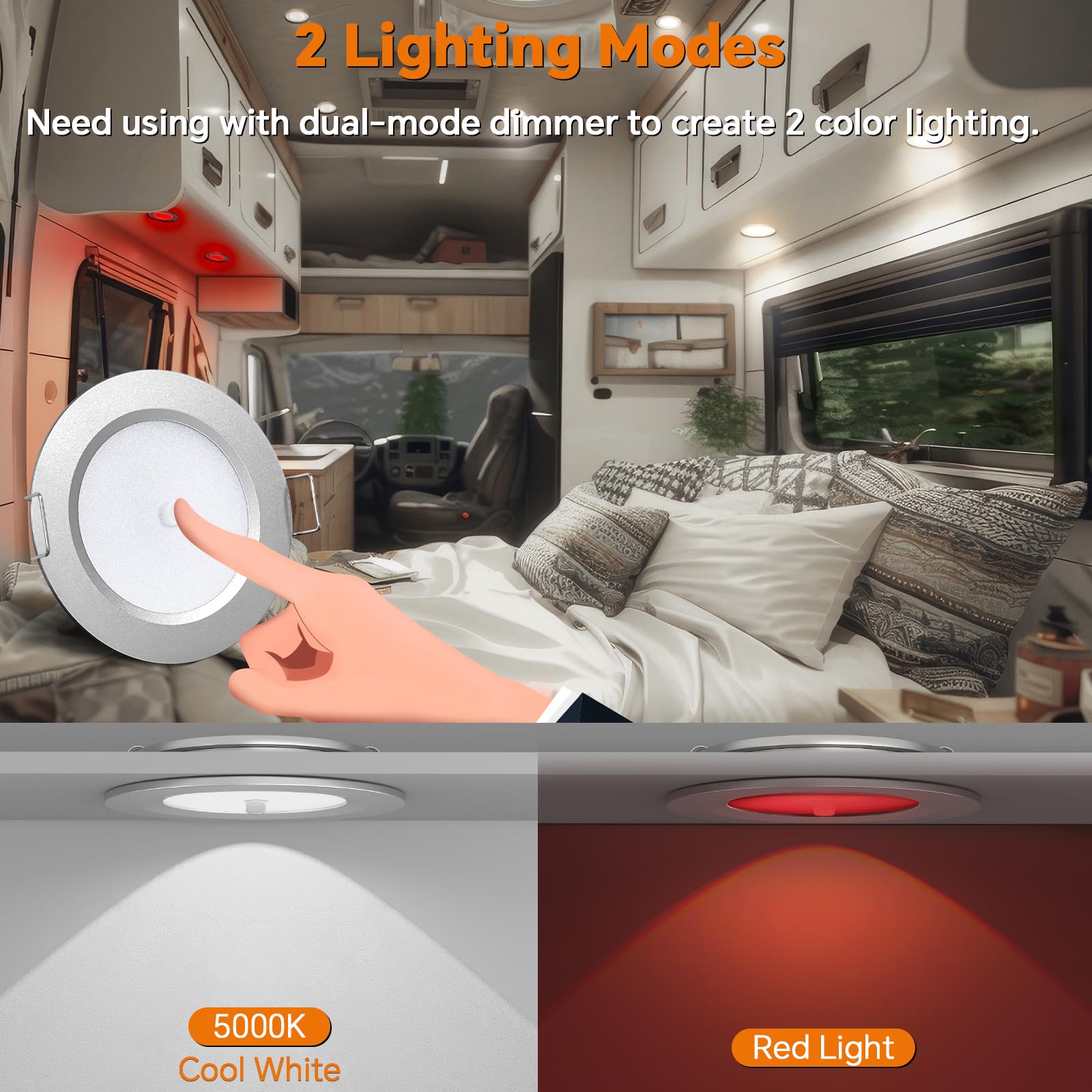 camperxlite 4 PCS 12V LED Spot Lights with Red Led, CRI 93 Caravan Recessed LED DownLights - Image 2