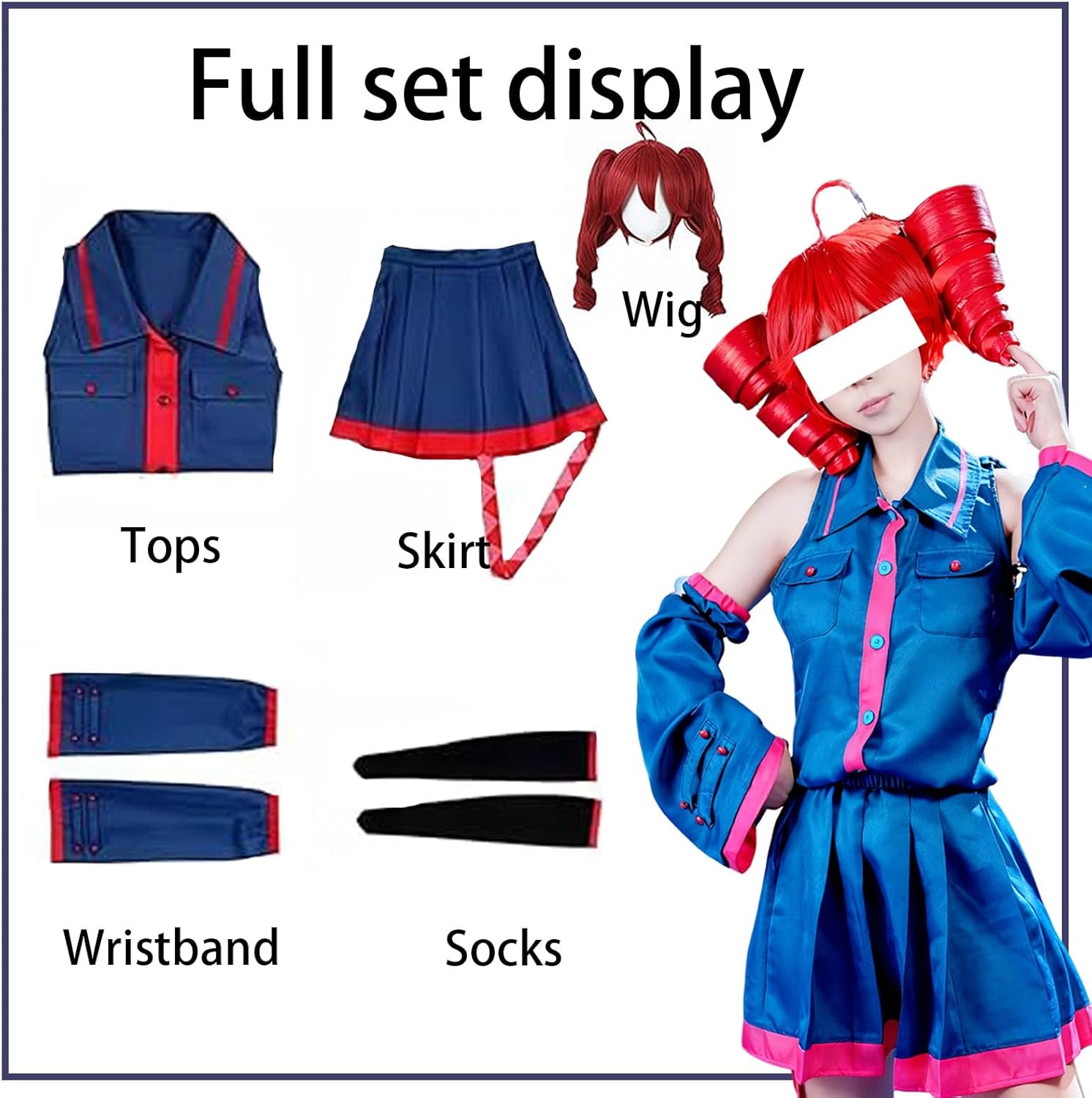 Ladies' Blue Uniform, Blue Dress, Halloween Costume Set
