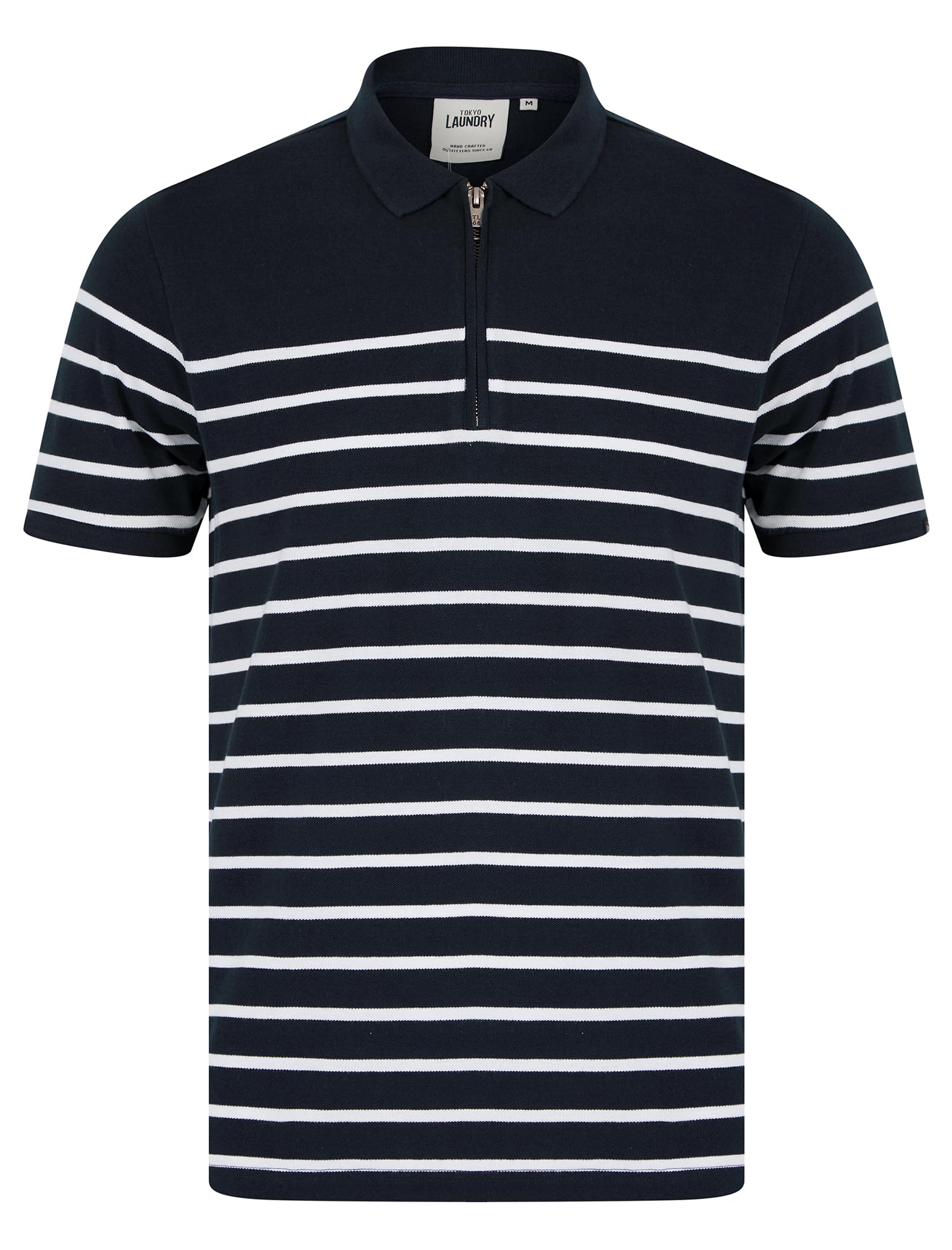 Tokyo Laundry Men's Yarn Dyed Stripe Cotton Pique Zip Fasten Polo Shirt