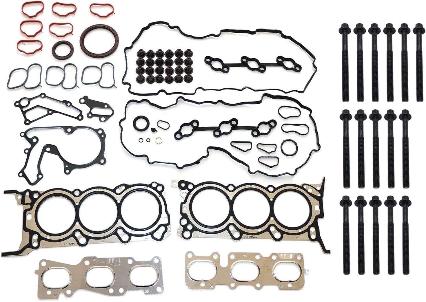 GXARTS Engine Head Gasket Set with Bolts 223113CGA0 ES72366 Compatible with Kia Sorento Sedona Compatible with Hyundai Santa Fe 3.3L V6 2013 2014 2015 2016 2017 2018 2019 2020