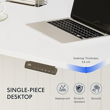 FLEXISPOT E5 Electric Standing Desk 2 Motors 3 Stage 160 * 80CM One Piece Desktop Height Adjustable Desk with Memory Smart Panel, Anti-collision System, White