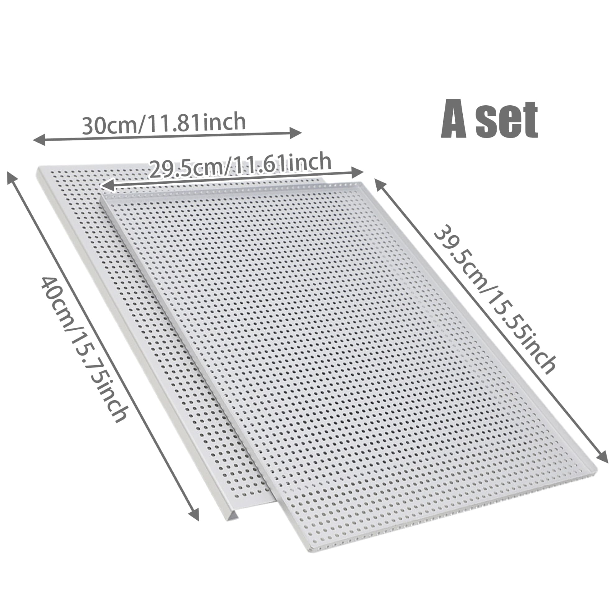 Hojas antiadherentes de hojaldre – 2 bandejas perforadas de aluminio de grado alimenticio de 2 mm de grosor, molde multiusos para postres y carnes, ideal para Mille Feuille y más
