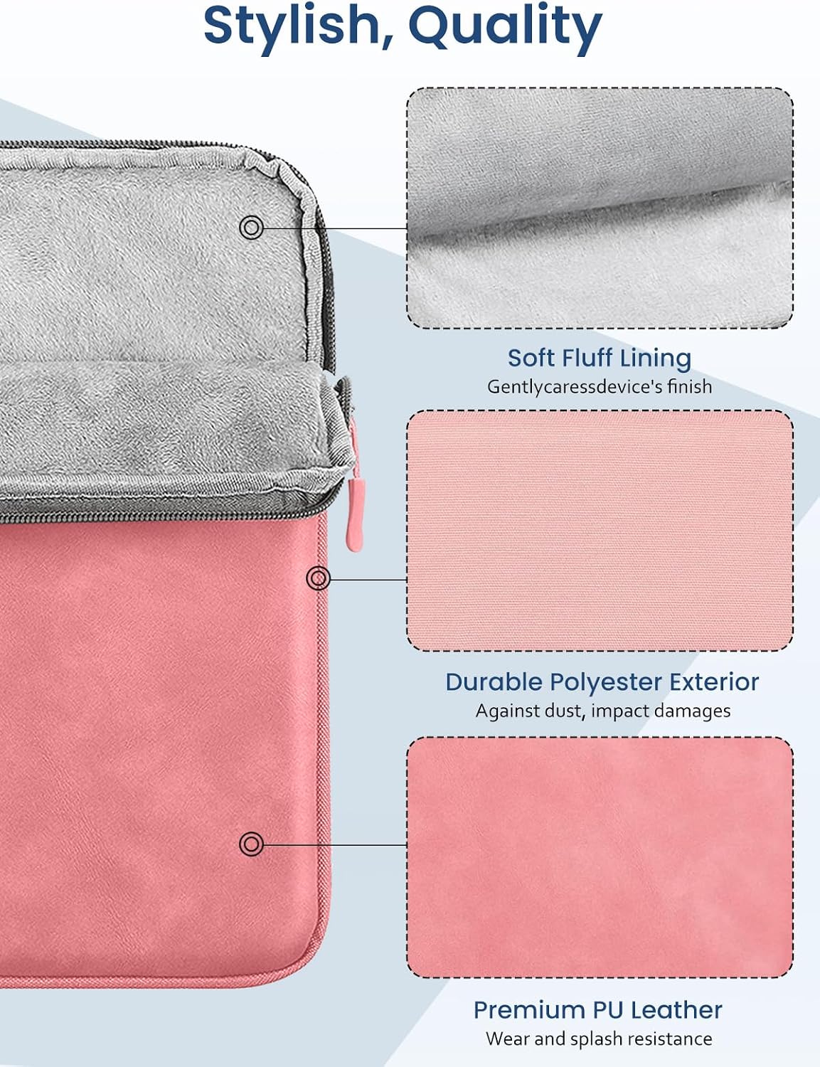 Tablet Sleeve for Remarkable Paper Pro Move 7.3 inch,360° All-Round Protective Bag,Portable Storage Bag,Water-Resistant,Pink