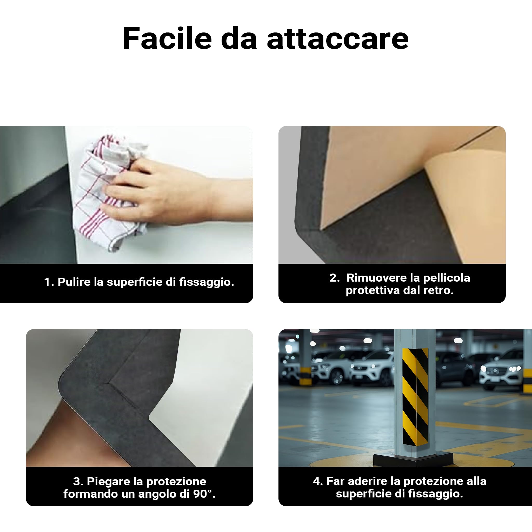 Wiltec Paracolpi garage 400x75x20 mm protezione autoadesiva EVA paraspigoli gomma