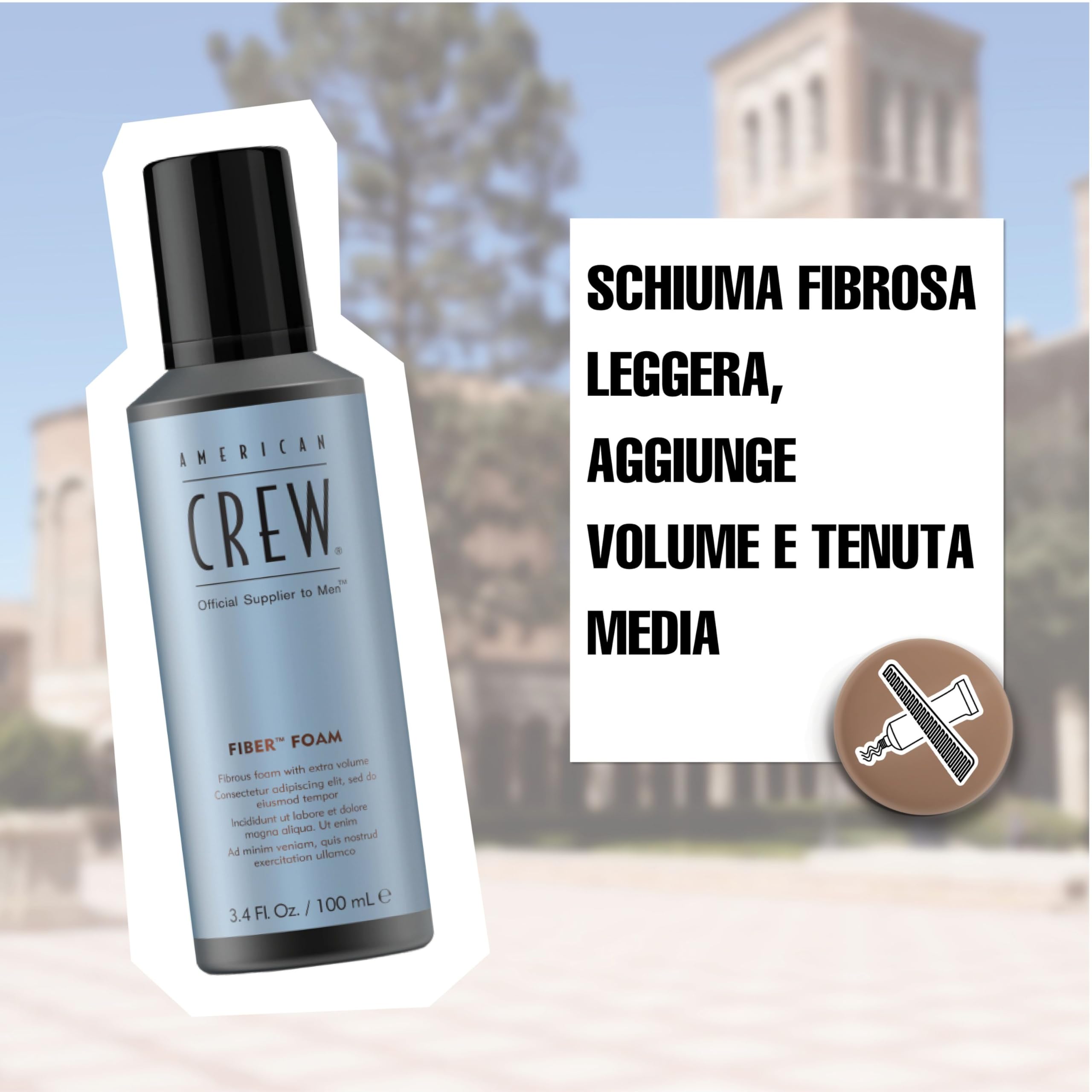 American Crew Hair Styling Fiber Grooming Foam Spuma Volume Modulabile Capelli, 200ml