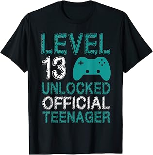 13th Birthday tee. Level 13 Unlocked, Official Teenager T-Shirt