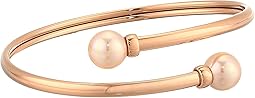 Galatea 9mm White Round Pearls on Rose Plated Steel Bangle