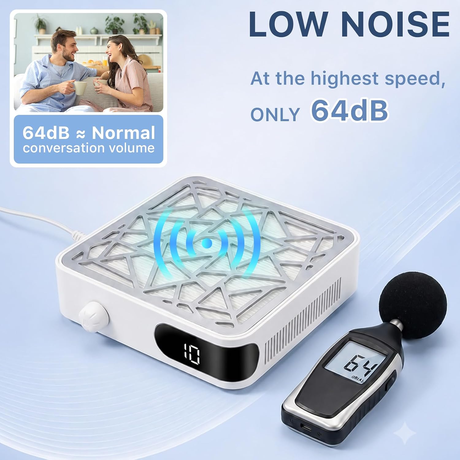 Nail Dust Collector High Suction, White | Reusable Filter, Ultra Quiet Nail Vacuum Machine, Suitable for Nail Technician, Salon and Home