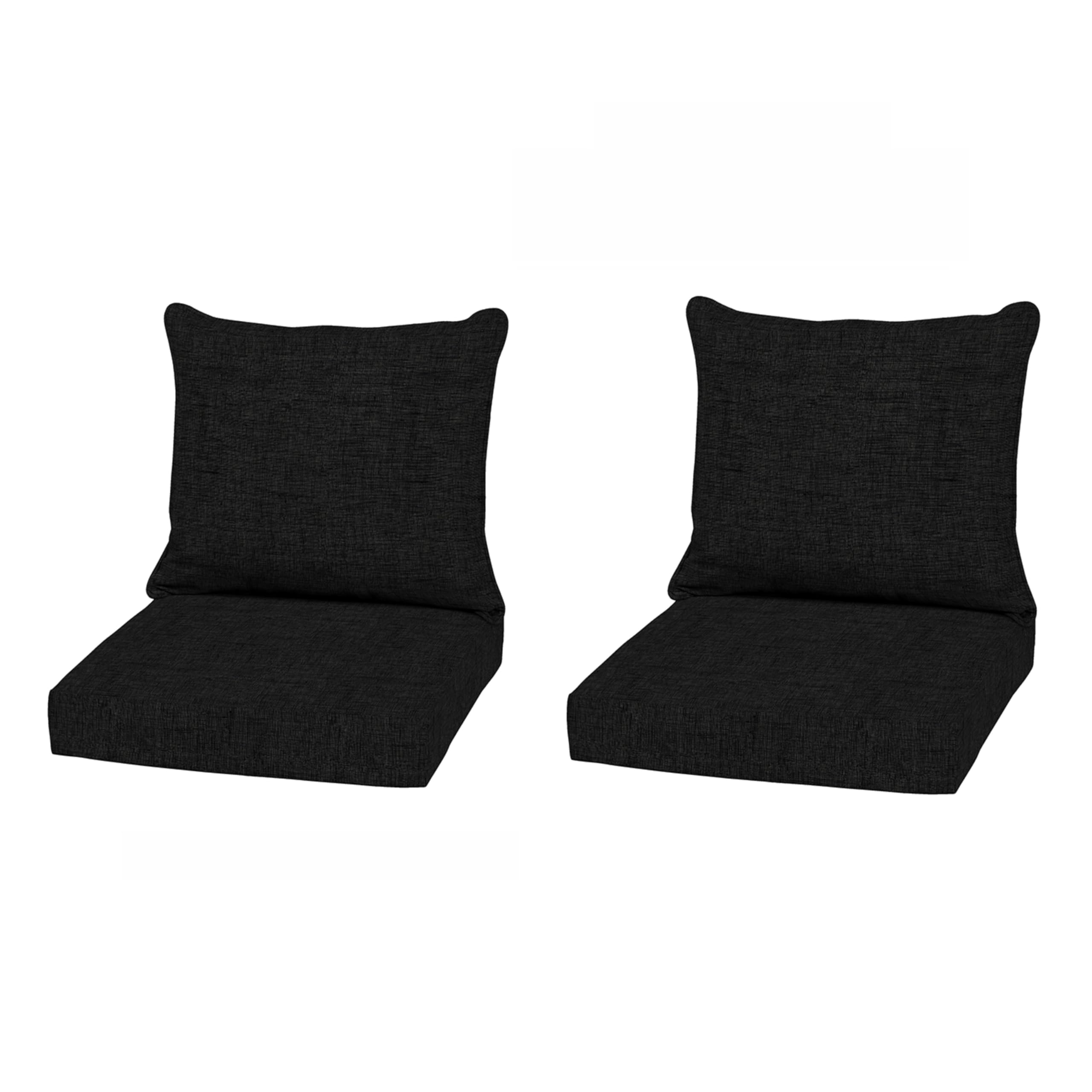 Arden Outdoor Deep Seat Cushion Set, 2-Pack, 22x24, Black