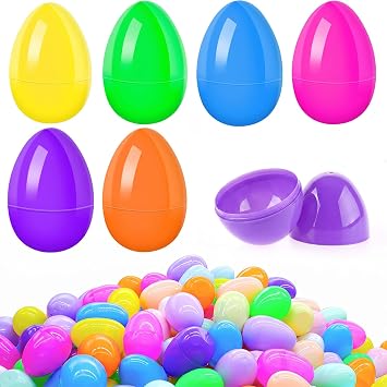 60 Pieces Plastic Easter Eggs to Fill,2.36in/6cm Empty Easter Eggs,Easter Theme Party Favor,Plastic Eggs for Egg Hunt,6 Bright Colours Plastic Eggs for Fill Candies and Toys