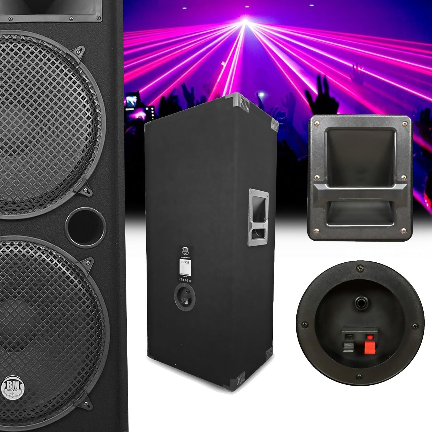 Pack Sono Ibiza Sound 7000W Total 2 Enceintes Bm Sonic 2000W - Ampli ventilé 3000W - Câbles - Mariage, Salle des fêtes DJ Soirée
