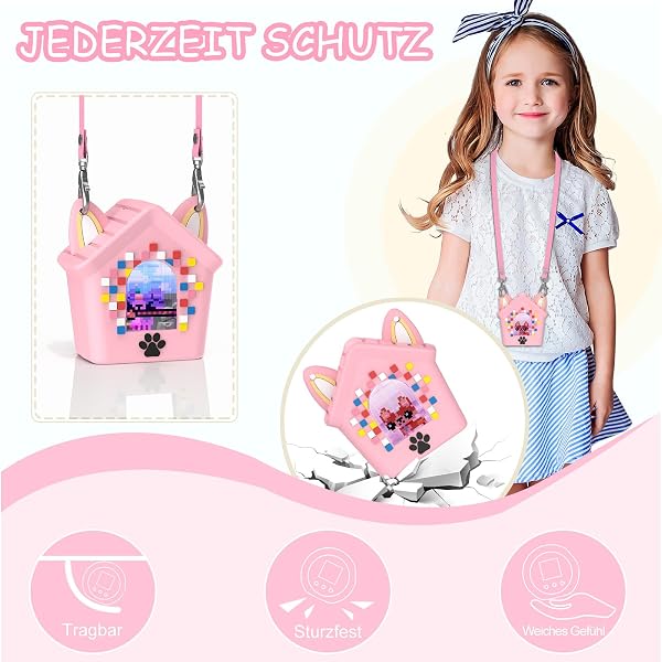 Compatible con Bitzee Doghouse, funda de silicona con correa, resistente a los golpes y a los arañazos, material de silicona suave y segura, ideal para niños (rosa) - 5