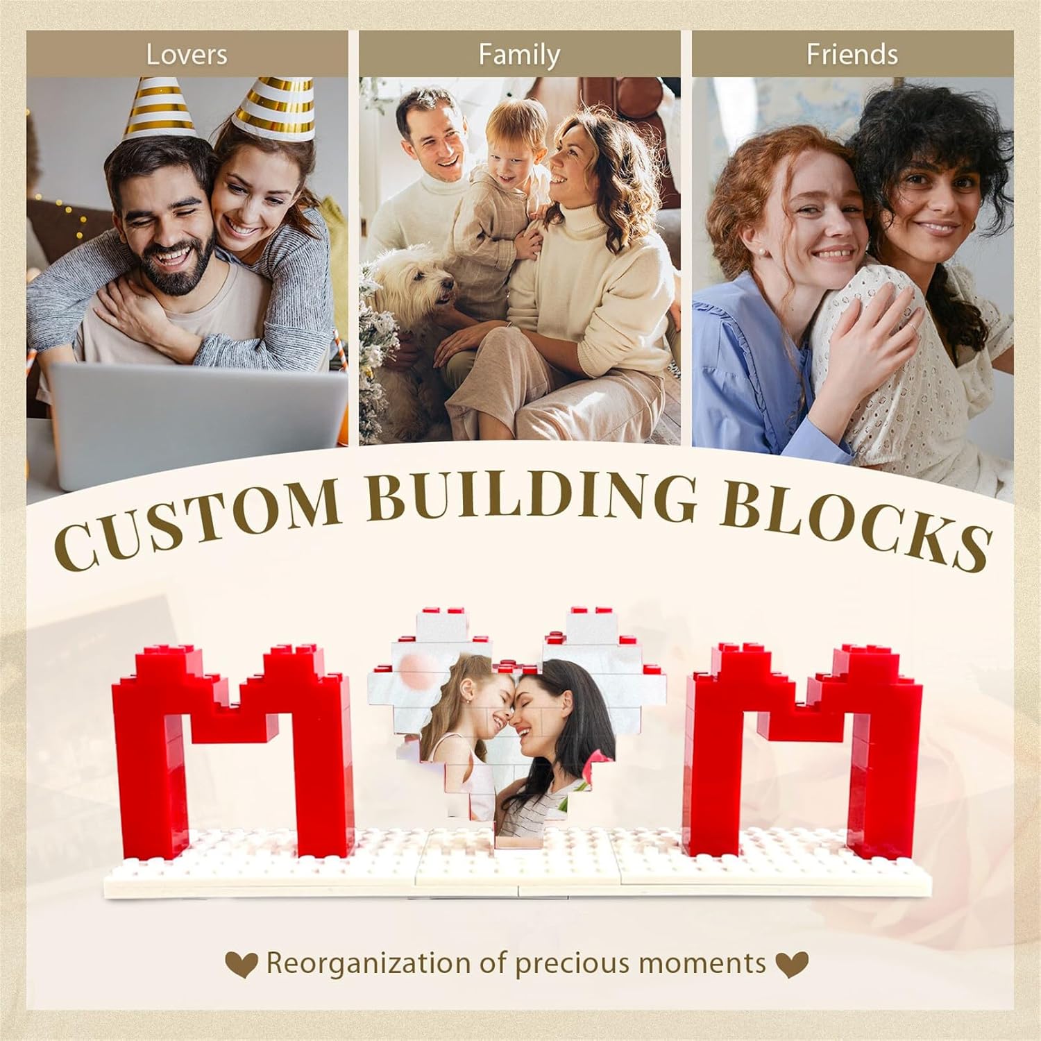 lanleay Custom Mother Gifts, Personalized Building Blocks for Mothers Day, Unique Mom Gifts from Daughter Son - Mama Birthday Gifts Presents with Photo Puzzles