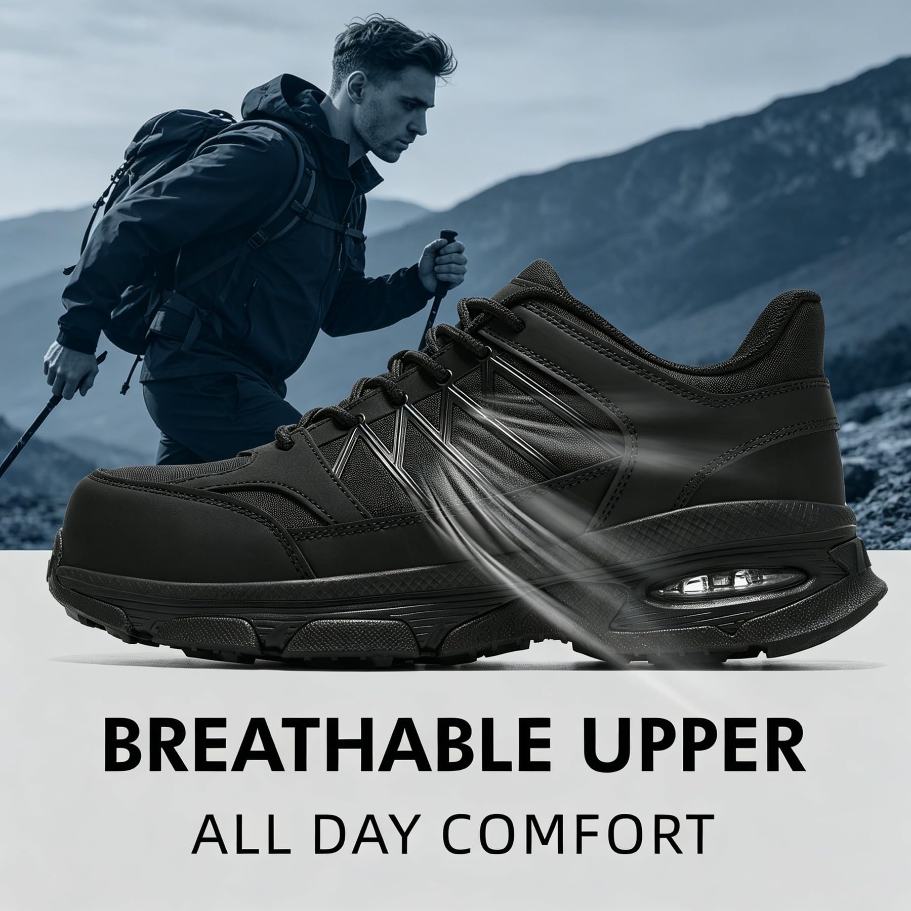 Herren Slip-on rutschfest Schuhe Damen Leichte Bequeme Wanderschuhe Wasserdicht Mit Luftkissen Laufschuhe Reiseschuhe