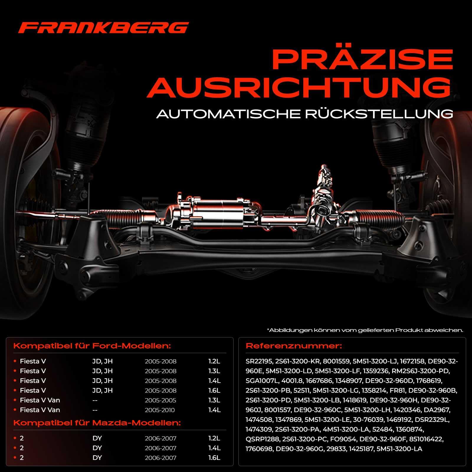 Frankberg 1x Lenkgetriebe Linkslenker mit Axialgelenk Kompatibel mit Fiesta V JD JH 1.2L-1.6L 2005-2008 Fiesta V Van 1.3L 1.4L 2005-2010 2 DY 1.2L 1.4L 1.6L 2006-2007 Replace# 1760698