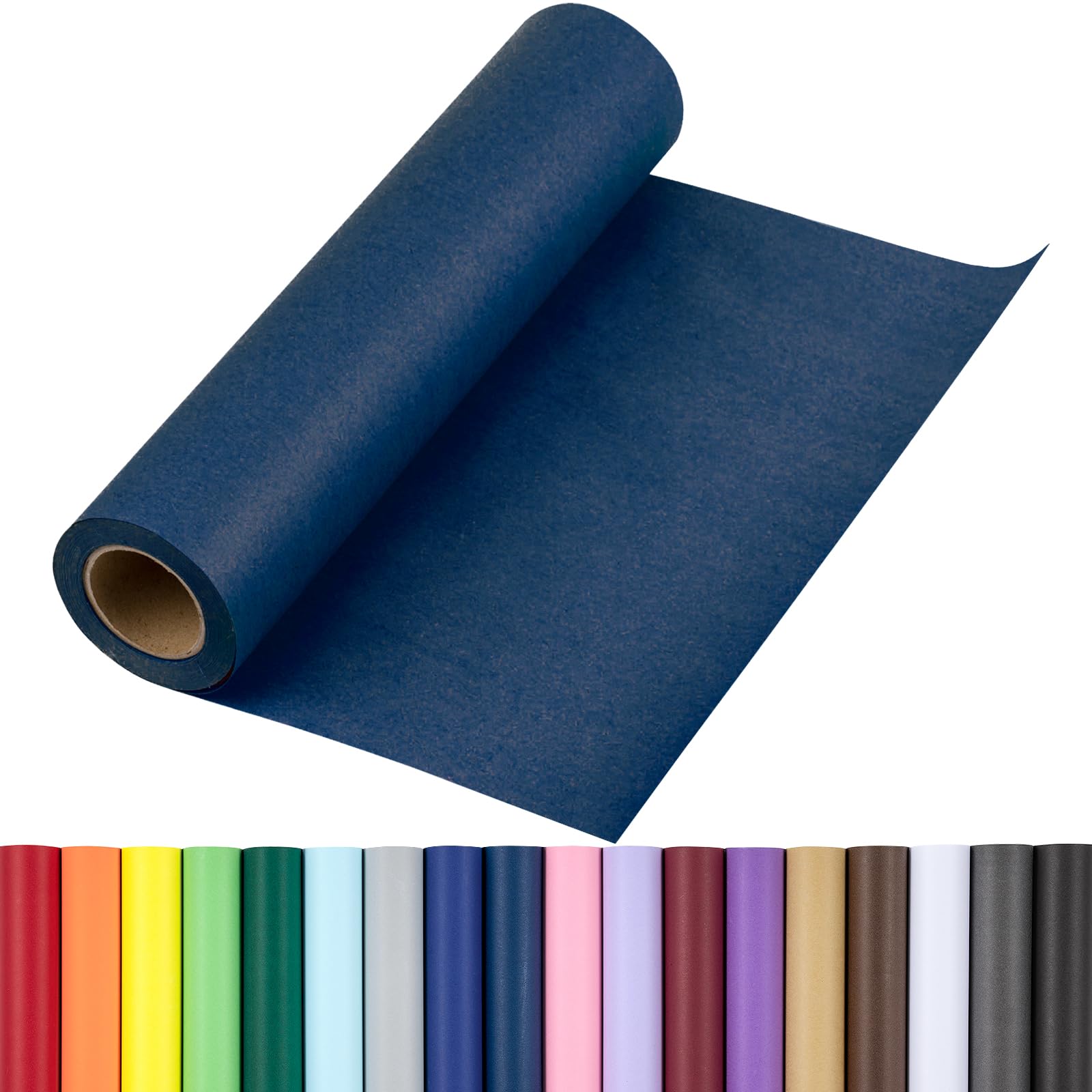 RUSPEPA Navy Blue Kraft Wrapping Paper Roll, 17.5"x 393"(32.8'), Recyclable Blue Art Gift Wrap Paper for Birthday Gift Wrapping, Table Covering, DIY