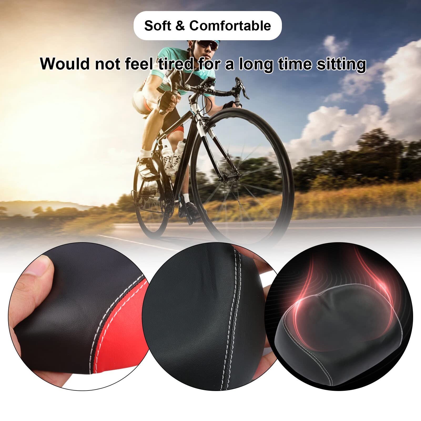 Sella senza naso per bicicletta confortevole cuscino universale PU Pad impermeabile Shock Bike Sedili