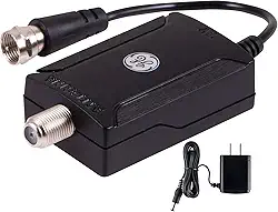 GE Amplificador de antena de TV interna, amplificador de sinal de antena, HD TV digital VHF UHF, baixo ruído, adaptador de alimentação CA, preto, 42178