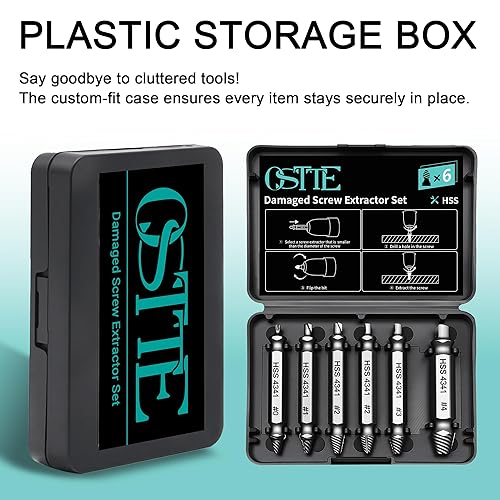 Miniatura 7 de Juego de 6 extractores de tornillos dañados, extractor de tornillos pelados, extracción fácil de tornillos rotos, regalos para hombres