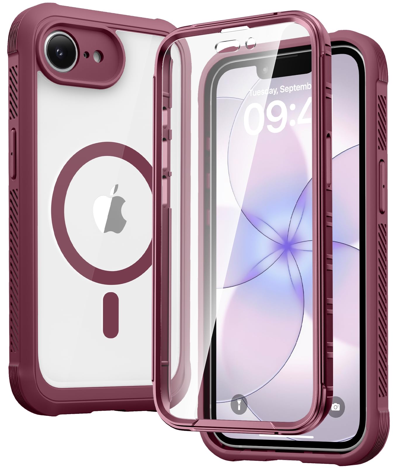 Diaclara Magnetic for iPhone 17e Case &amp; iPhone 16e Case 6.1" Full Body Bumper,[Compatible with MagSafe] Military Drop Proof Cover with Built-in Screen Protector,Magnetic Red