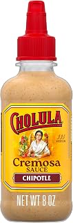 Cholula Chipotle Cremosa Sauce - Creamy Smoky Medium Heat Topping for Tacos, Elotes, Nachos, Soups | 8oz Easy Squeeze
