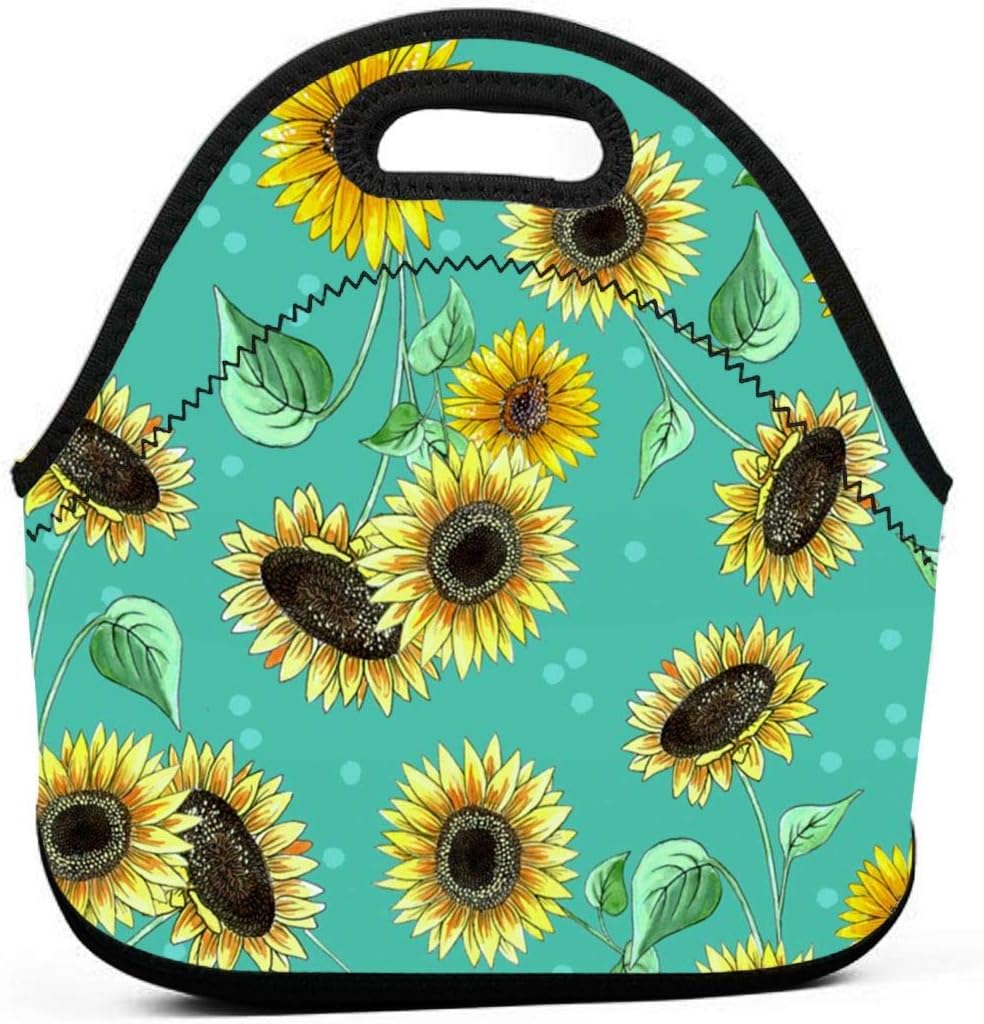 DJUQBWKP Pretty Sunflower Portable Lunch Bags,Reusable