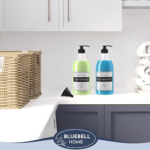 Miniatura 6 de Dispensador de detergente líquido para lavandería, 2 recipientes de plástico PET (64 onzas) para jabón de lavandería y suavizante de telas, más 2