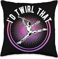 Vista 5 de Baton Twirling Gifts For Girls & Majorettes Twirler, I'd Twirl That, Dance Baton Majorette - Almohada de 18 x 18 pulgadas, multicolor