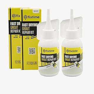 Tile Grout Repair Kit, White Grout Filler Tube 8 oz, Grout Repair Renews, Fast Drying Repait Kit, Grout Sealer for Floor Tile - Spatula Included (2xWhite)