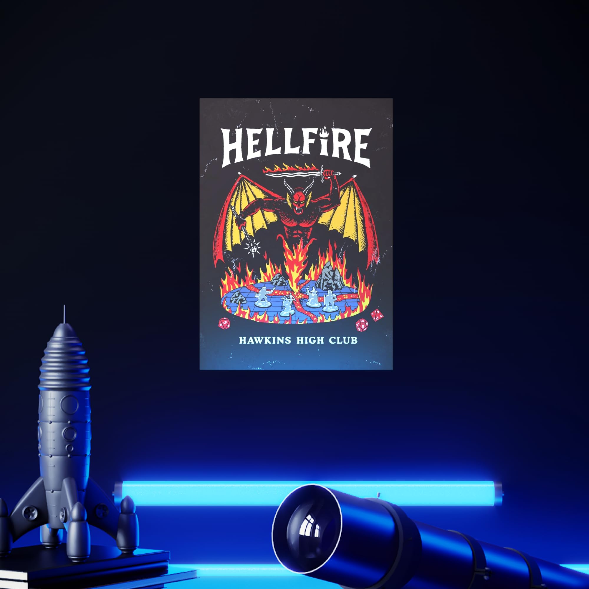 Displate Poster in metallo Stranger Things Series – Hellfire Club – Hawkins High Club – Poster da parete – Decorazione da parete – Poster in metallo – 32 cm x 45 cm
