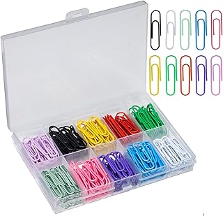 200 Pcs Medium 33 mm/1.3Inch Size Colored Paper Clip with Plastic Box Coated Metal PaperClips Office for School and Personal Use