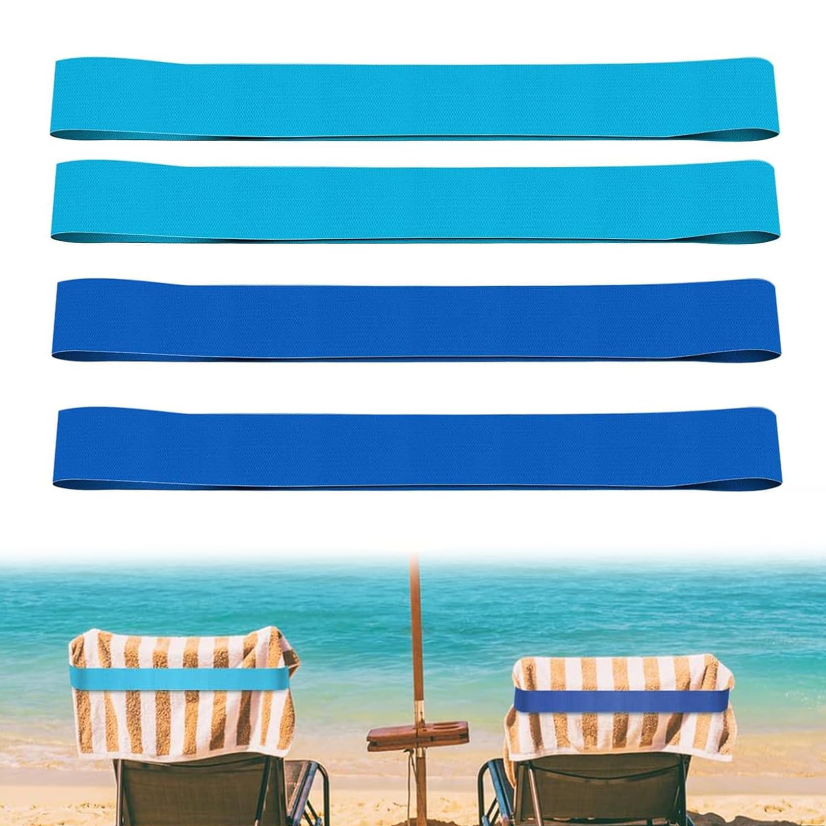 Czdtq Blue,Azure 4 Pcs Towel Bands,Beach Towel Clips,Towel Chair Clip,Sunbed Band,Sun Loungers Towels Bands,Beach Towels Clips For Sun Loungers,Beaches Swimming Pools And Swimming Wheelchairs