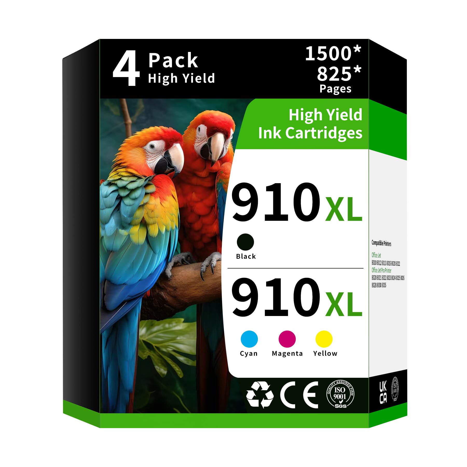 Photo 1 of Caelum 910XL Pack (4-Pack, BK, CMY) Replacement for HP 910XL Ink Cartridge Combo Pack 910xl Ink Cartridge for hp Printers Office Jet Pro 8020 8010 8015 Printer