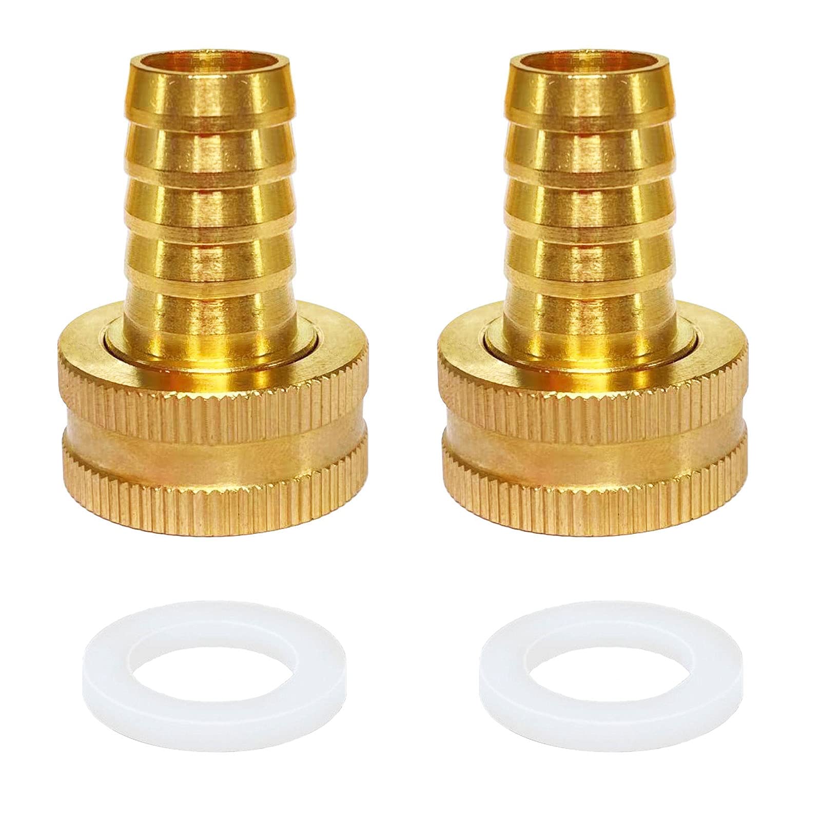 Garden Hose Adapter Swivel Fitting GHT 3/4 to 1/2 Hose Drip Irrigation Tubing to Faucet - Reusable Connector Fittings for Most Rain Bird, Orbit, Dig, Toro 7/16 or 1/2 Tubing x 3/4