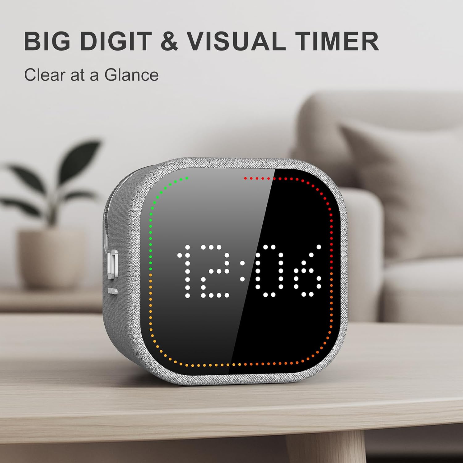 REACHER KL242 Timer Cube magnetically attached to a refrigerator, demonstrating hands-free placement