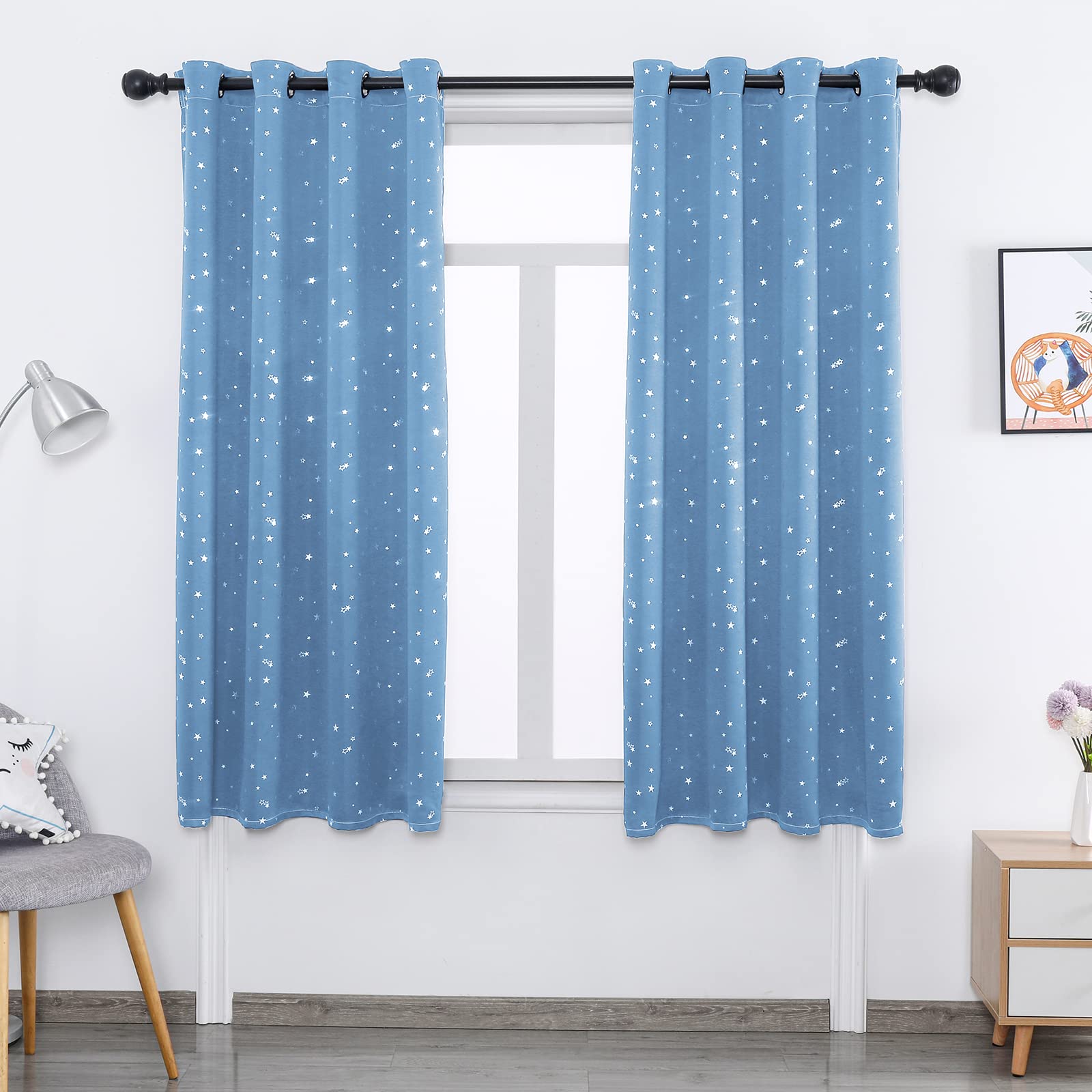 Nowoczesne zasłony zaciemniające do salonu sypialnia dziecięca moda unikalny design niebieskie gwiazdy 250 cm x 100 cm dekoracja okienna 1 panel