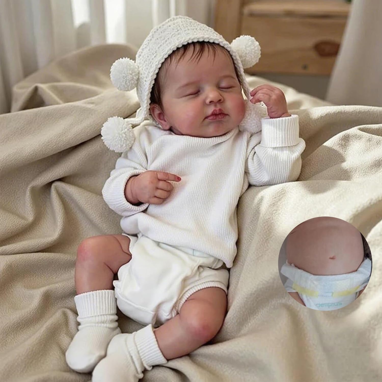 Anano Reborn Baby Lebensecht Mädchen, 50CM Reborn Puppen Lebensecht, Babypuppen Wie Echt Baby Puppen Wie Echt Mit Haaren
