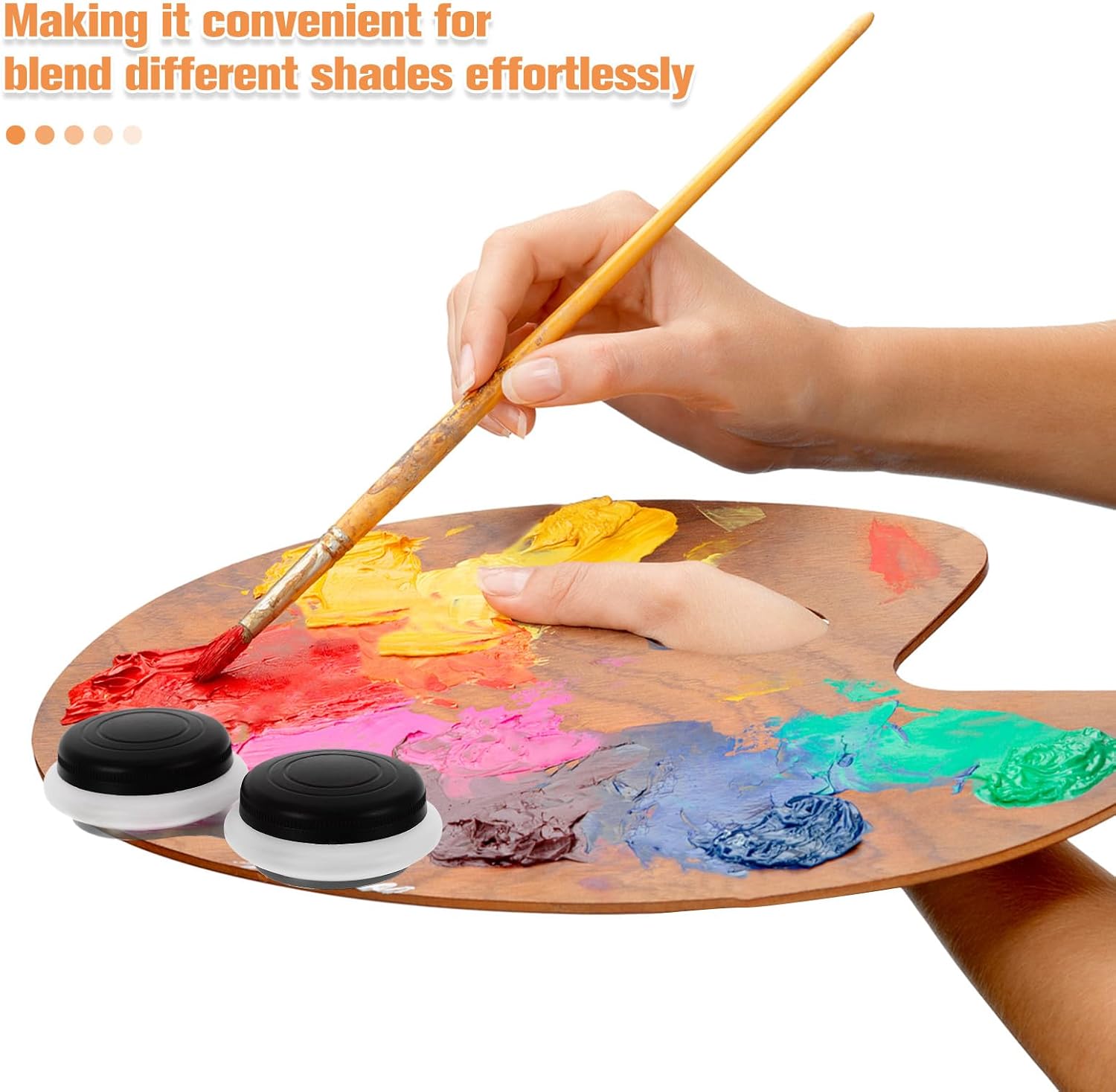 Hoement Oil Painting Palette Cups with Lid Dual Compartment Paint Mixing Pot for Artists Portable Plastic Brush Washer Cup for Watercolor and Oil Painting