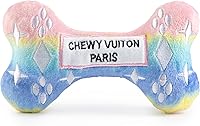 Vista 16 de Haute Diggity Dog Black Checker Chewy Vuiton Bone, Juguetes de Peluche de Diseñador para Perros con Chirriador Interactivo, Estimulante