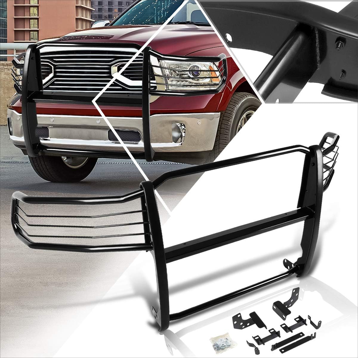 Compatible with Dodge Ram 1500 Truck 09-18 Front Bumper Brush Grille Guard Protector,Black