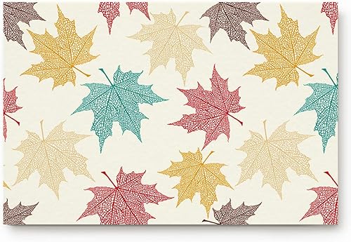 Door Mat Front Door Rug, Colored Hollow Maple Leaf Doormat,Backing Non Slip Welcome Mat Absorbent Door Rugs for Entryway Kitchen Patio Decor