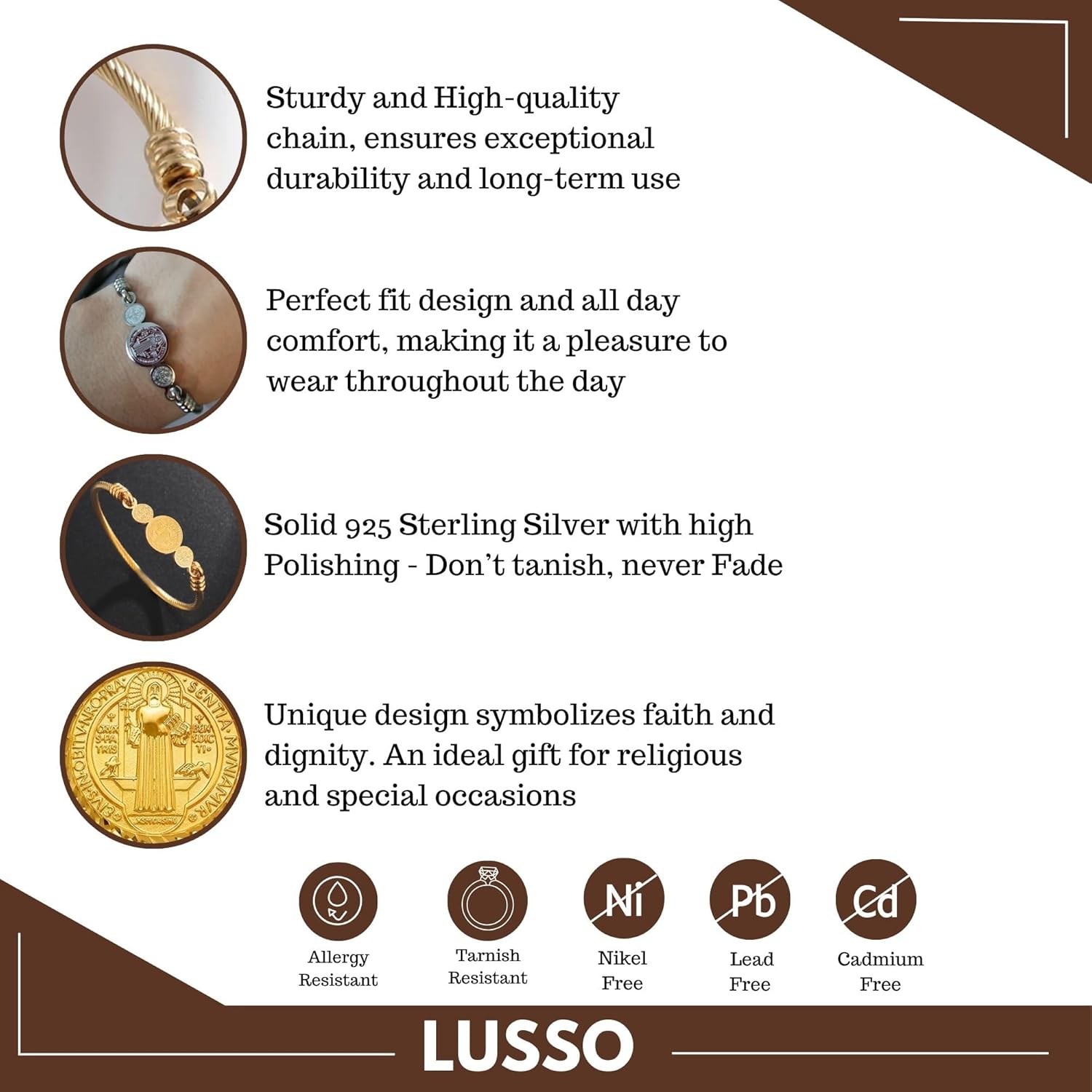 Saint Benedict Bracelet For Men And Women - Rosario De San Benito For Men And Women, Cross Catholic Religion St. Benedict Bracelet, Pulseras De San Benito, Gift For Women And Men - Image 3