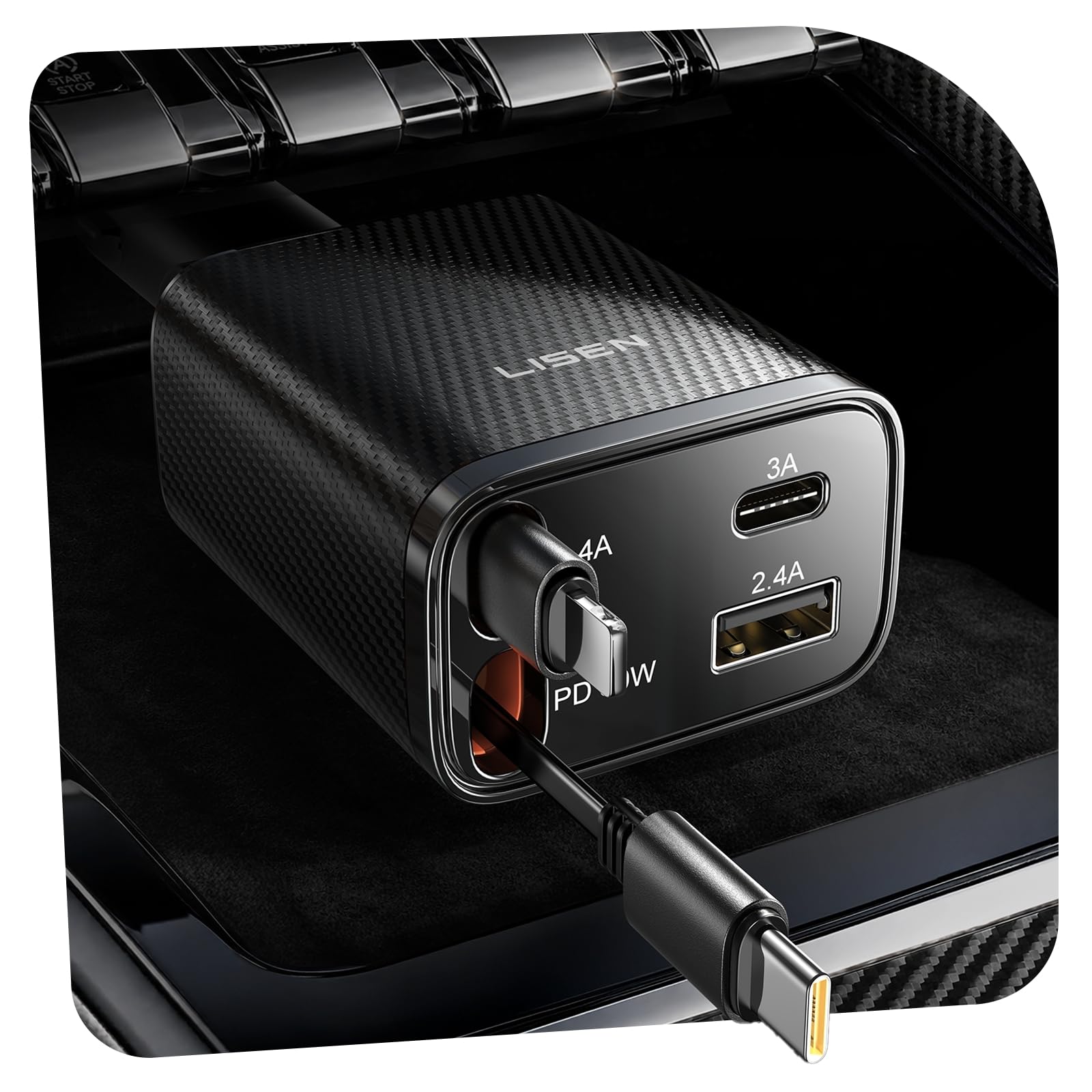 Photo 1 of LISEN 84W Retractable Car Charger - USB C Fast Charger