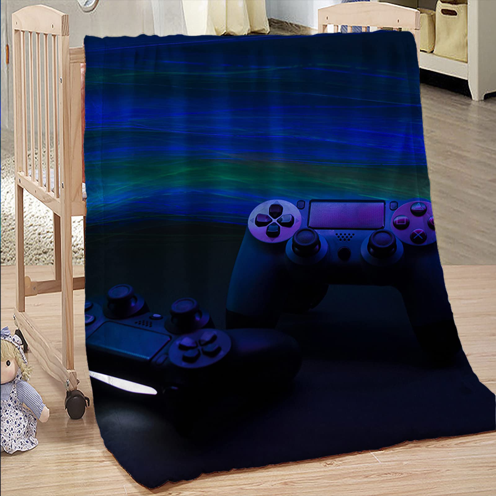 Couverture polaire 130x160 aurore violette en flanelle douce pour canapé et lit
