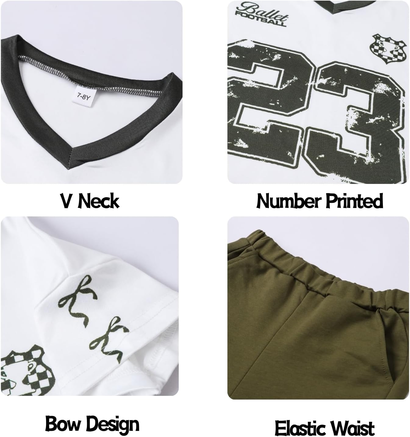 Tween Girls Clothes Short Sleeve Graphic T-Shirt Top + Cargo Shorts 2pcs Outfit Set, Size 7-14 Years