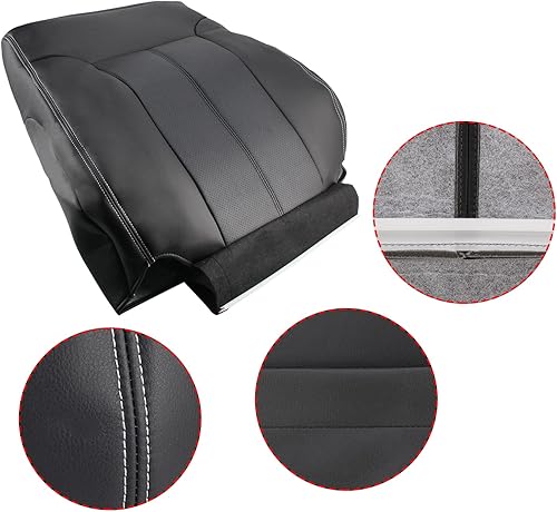 Miniatura 2 de Carbhub Funda de asiento de cuero negra para Ford F250 F350 Lariat 2011-2016 para asiento de pasajero superior de cuero