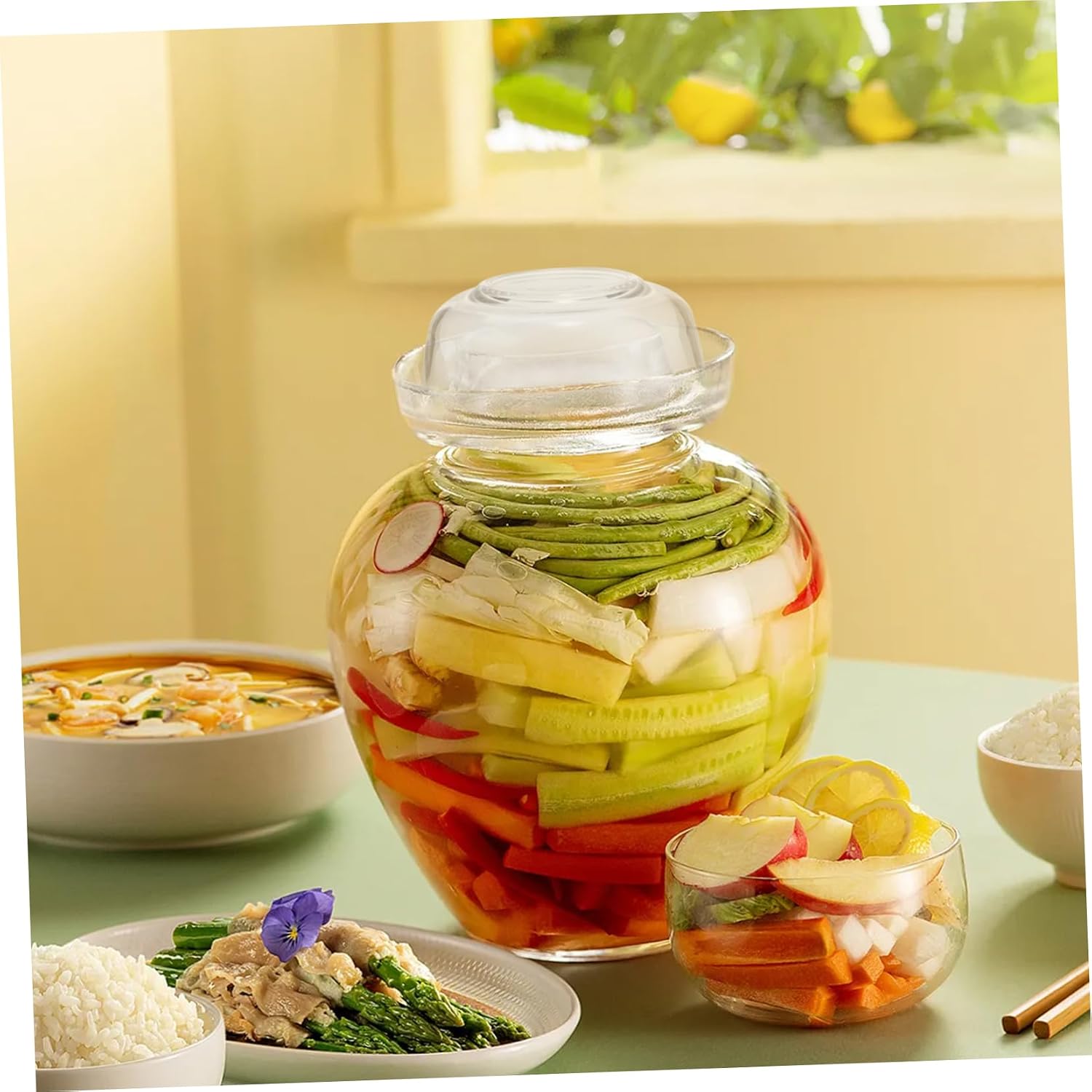 ULTECHNOVO Pickle Jar Glass Cover Lid Thickened Sealing Tool for Wide Mouth Fermentation Jars Reusable and Washable Food Storage