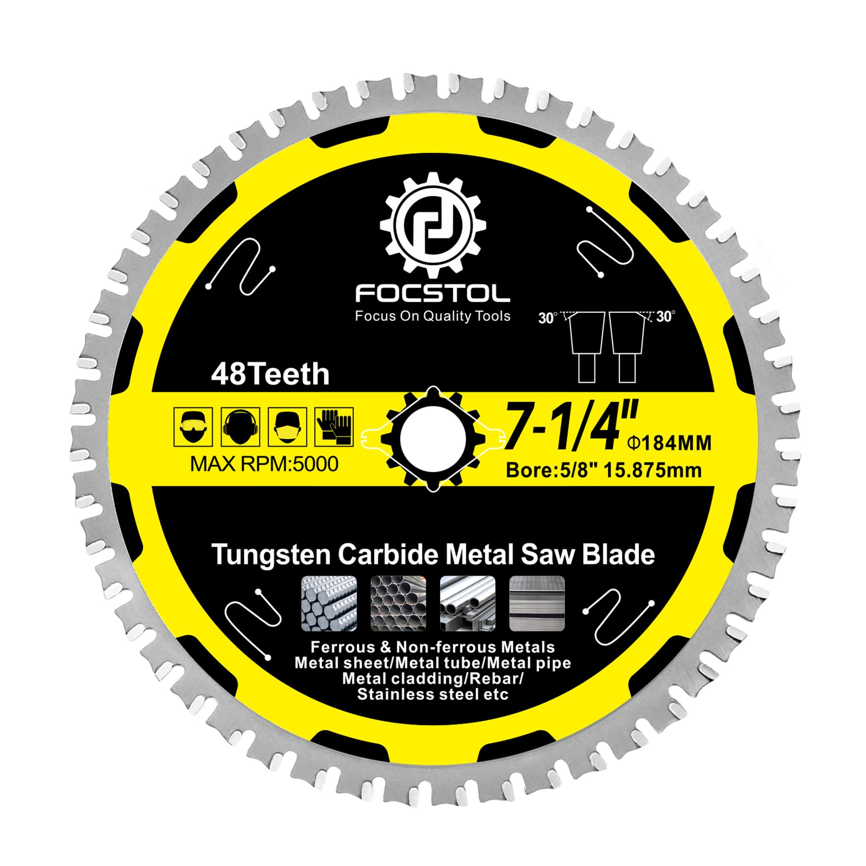 Sponsored Ad – 184mm Metal Cutting Circular Saw Blade - FOCSTOL Tungsten Carbide Tipped Saw Blade 48T for Steel Stainless Steel Ferrous Metals Steel Pipe Arbor 15.875mm