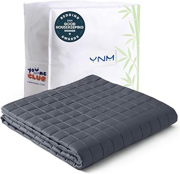 YnM Cooling Weighted Blanket for Adults, 10lbs Heavy Bed Throw for One Person of 90lbs, Perfect for Hot Sleepers or Warm Climates with Rayon/Glass Beads48x72 Inches,Twin/Full Bed, Dark Grey