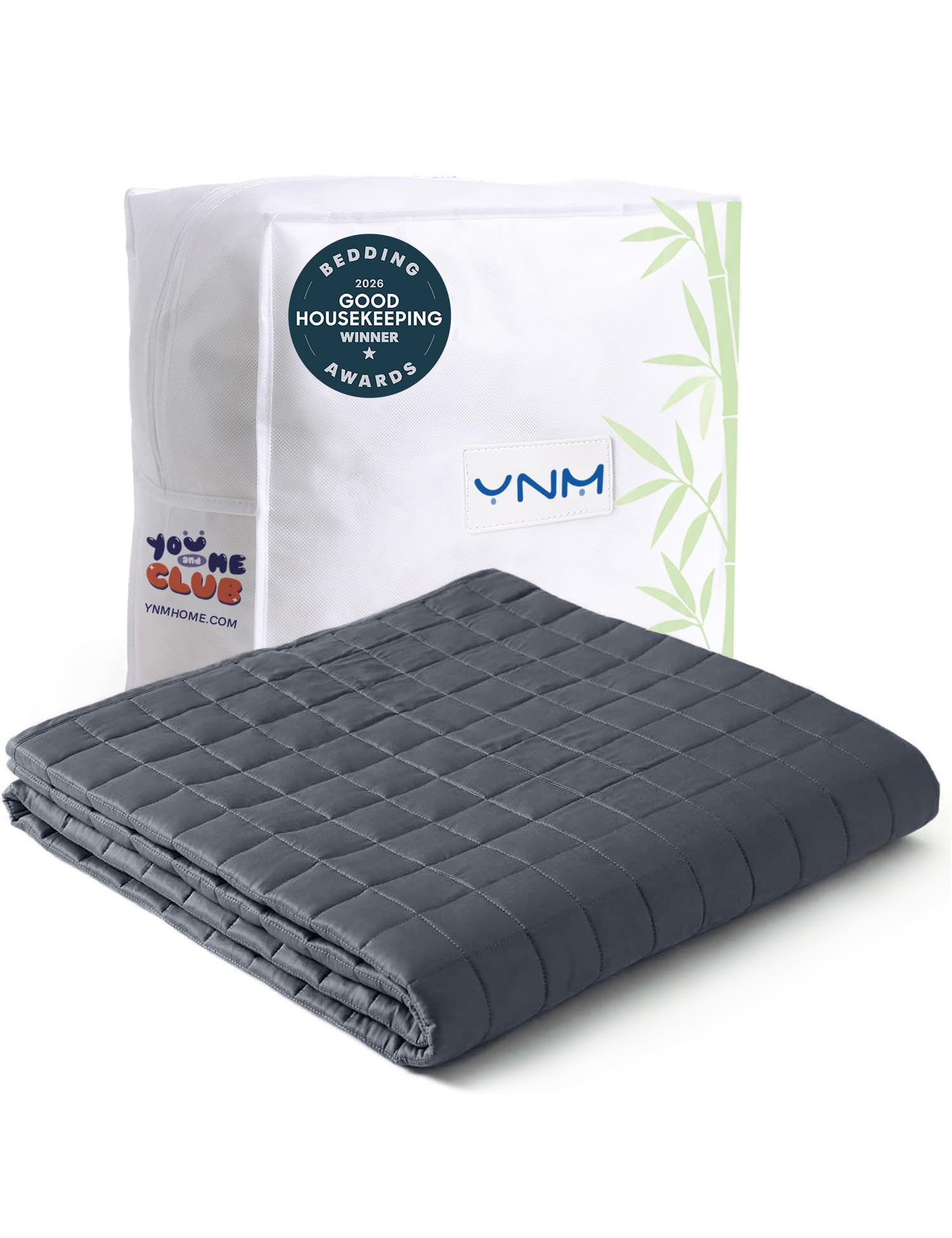 YnM Exclusive Cooling Weighted Blanket, Smallest Compartments with Glass Beads, Blanket for One Person of 160lbs, Ideal for Queen/King Bed (60x80 Inches, 17 Pounds, Dark Grey)